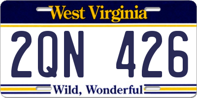WV license plate 2QN426