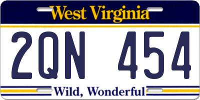 WV license plate 2QN454