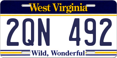 WV license plate 2QN492