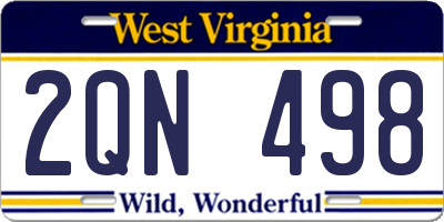 WV license plate 2QN498