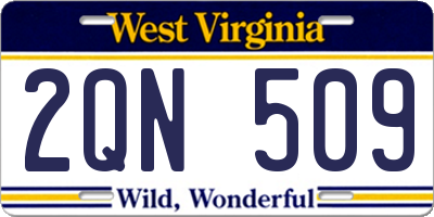 WV license plate 2QN509