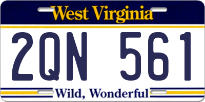 WV license plate 2QN561