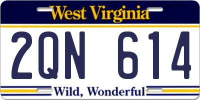 WV license plate 2QN614