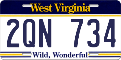 WV license plate 2QN734