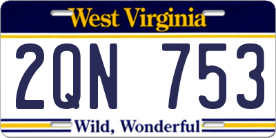 WV license plate 2QN753