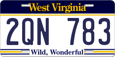 WV license plate 2QN783