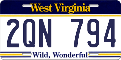 WV license plate 2QN794