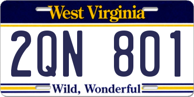 WV license plate 2QN801