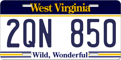 WV license plate 2QN850