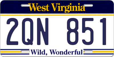 WV license plate 2QN851