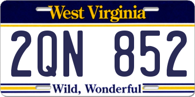 WV license plate 2QN852
