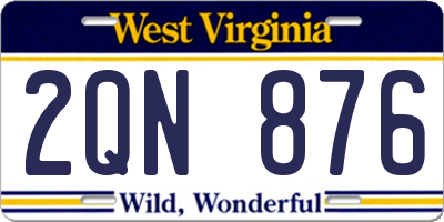 WV license plate 2QN876