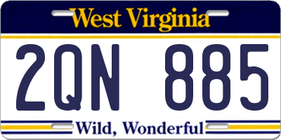 WV license plate 2QN885