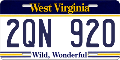 WV license plate 2QN920