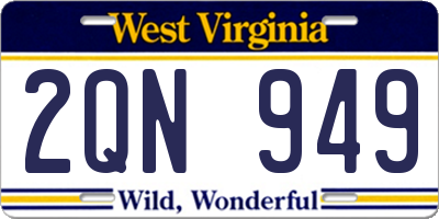 WV license plate 2QN949