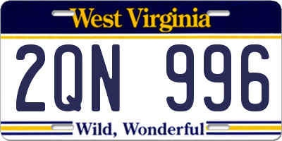 WV license plate 2QN996