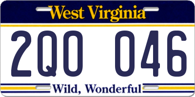 WV license plate 2QO046