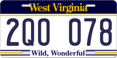 WV license plate 2QO078