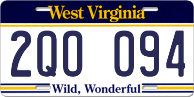 WV license plate 2QO094