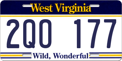 WV license plate 2QO177