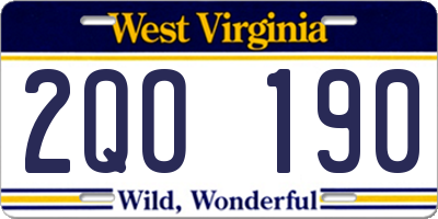 WV license plate 2QO190