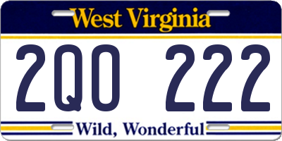 WV license plate 2QO222