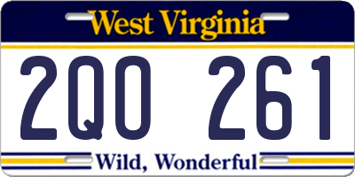 WV license plate 2QO261