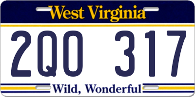 WV license plate 2QO317
