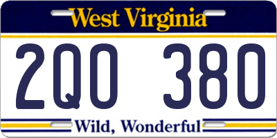 WV license plate 2QO380