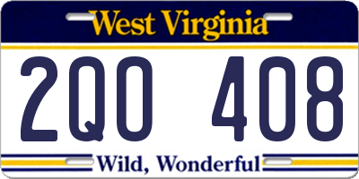 WV license plate 2QO408