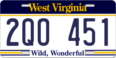 WV license plate 2QO451