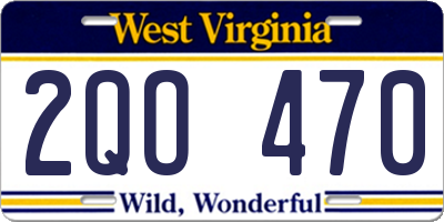 WV license plate 2QO470