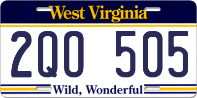 WV license plate 2QO505