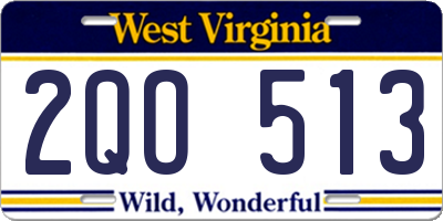 WV license plate 2QO513