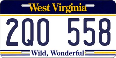 WV license plate 2QO558