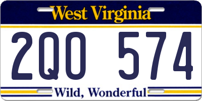WV license plate 2QO574
