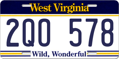 WV license plate 2QO578