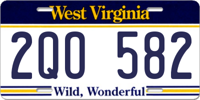 WV license plate 2QO582