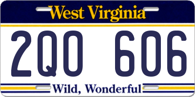 WV license plate 2QO606