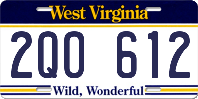 WV license plate 2QO612