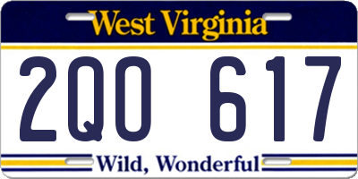 WV license plate 2QO617