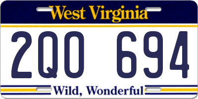 WV license plate 2QO694