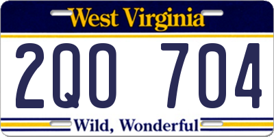 WV license plate 2QO704