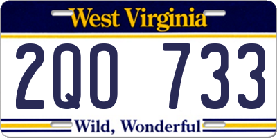 WV license plate 2QO733