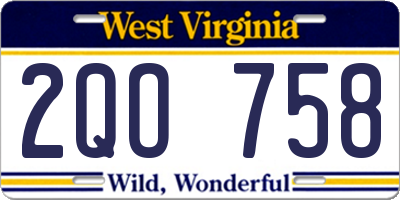 WV license plate 2QO758