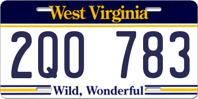 WV license plate 2QO783