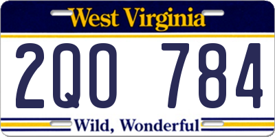 WV license plate 2QO784