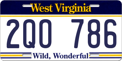 WV license plate 2QO786
