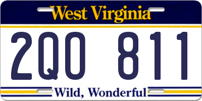 WV license plate 2QO811