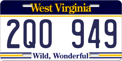 WV license plate 2QO949